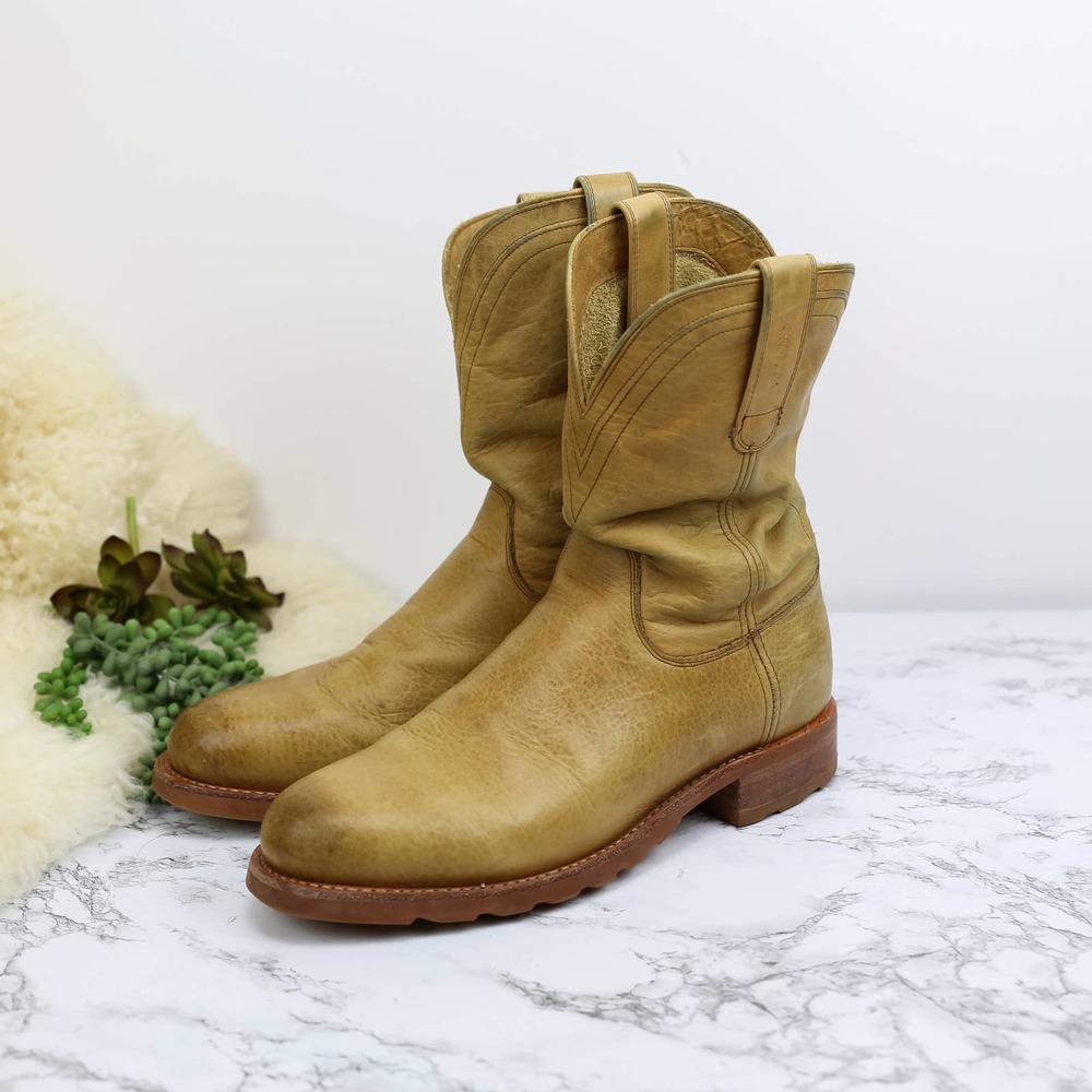 Tecovas Stockton Tan Wheat Bison Leather Boots 12